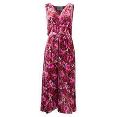 Pre-Loved Prada Women's Pink Velvet Patterned Midi Dress