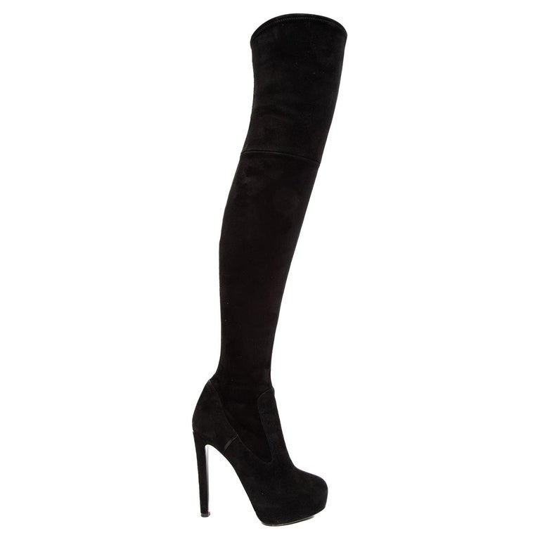 Pre-Loved Prada Women's Platform Suede Over the Knee Boots For Sale at ...