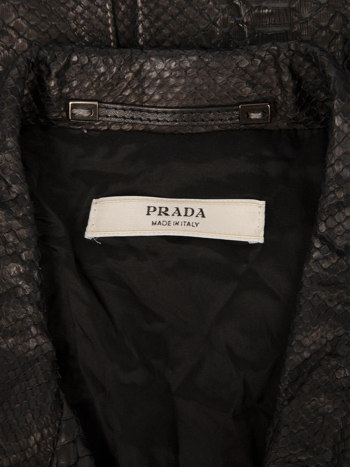Black Pre-Loved Prada Women's Python Belted Trench Coat