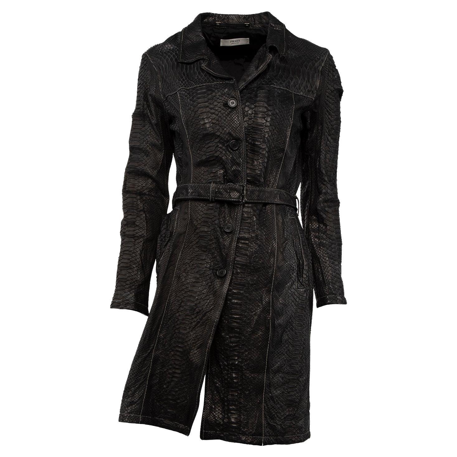 Pre-Loved Prada Women's Python Belted Trench Coat