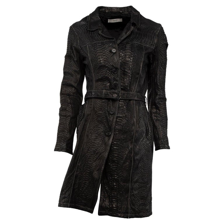 Pre-Loved Prada Women's Python Belted Trench Coat For Sale at 1stDibs