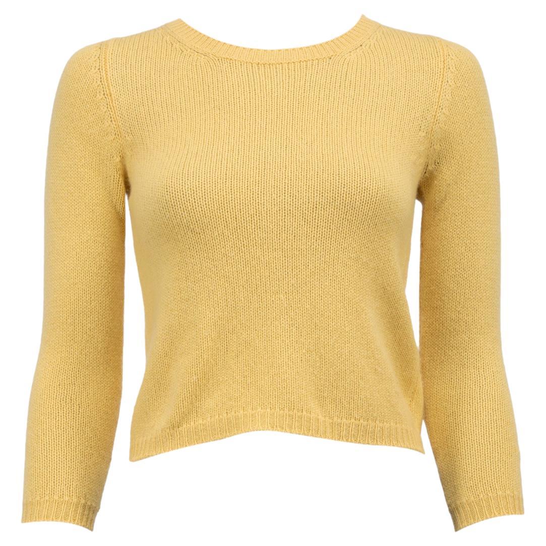 Pre-Loved Prada Women's Yellow Elbow Patched Round Neck Jumper For Sale at  1stDibs