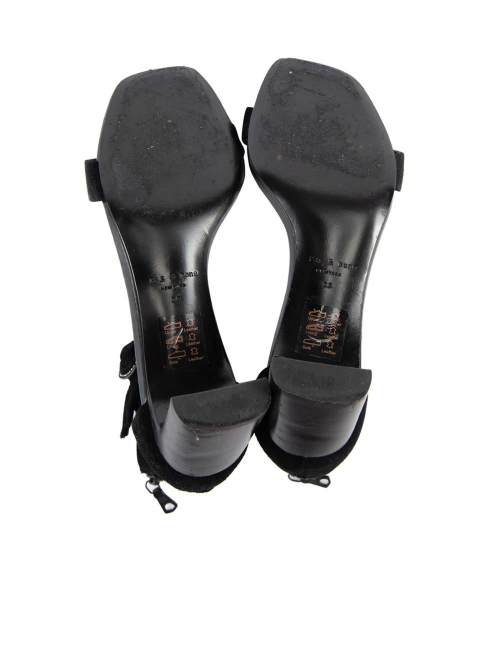 Pre-Loved Rag & Bone Women's Black Suede Ankle Strap Heeled Sandals In Excellent Condition For Sale In London, GB