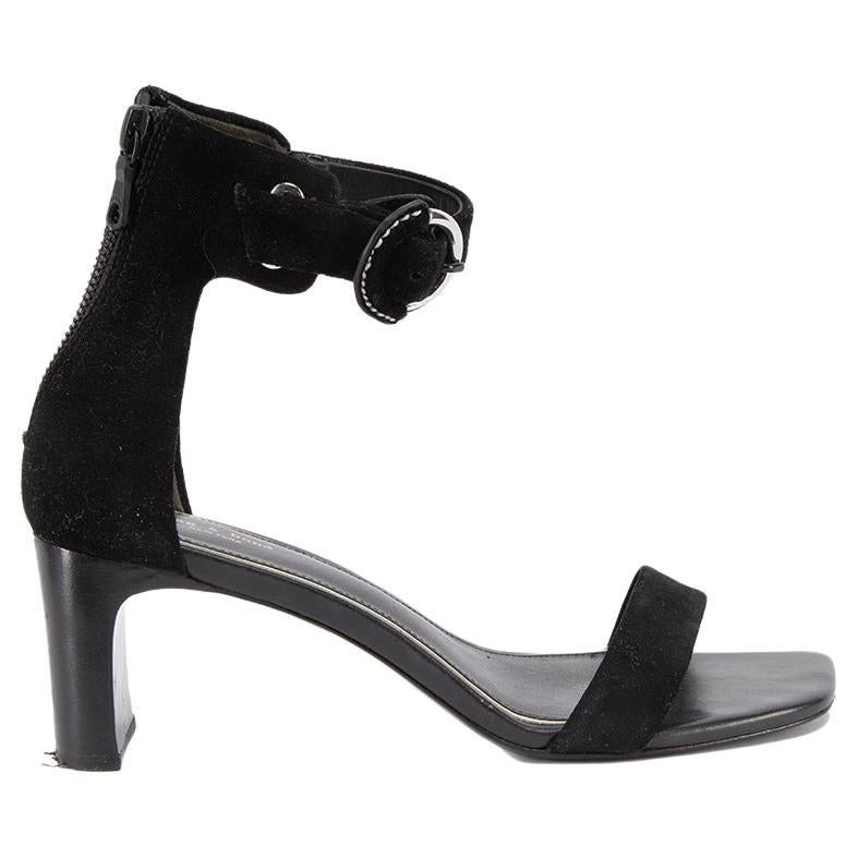Pre-Loved Rag & Bone Women's Black Suede Ankle Strap Heeled Sandals For Sale