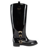 Pre-Loved Ralph Lauren Women''s Black Buckle Accent Rubber Riding Boots  (bottes d'équitation en caoutchouc à boucle noire) En vente sur 1stDibs