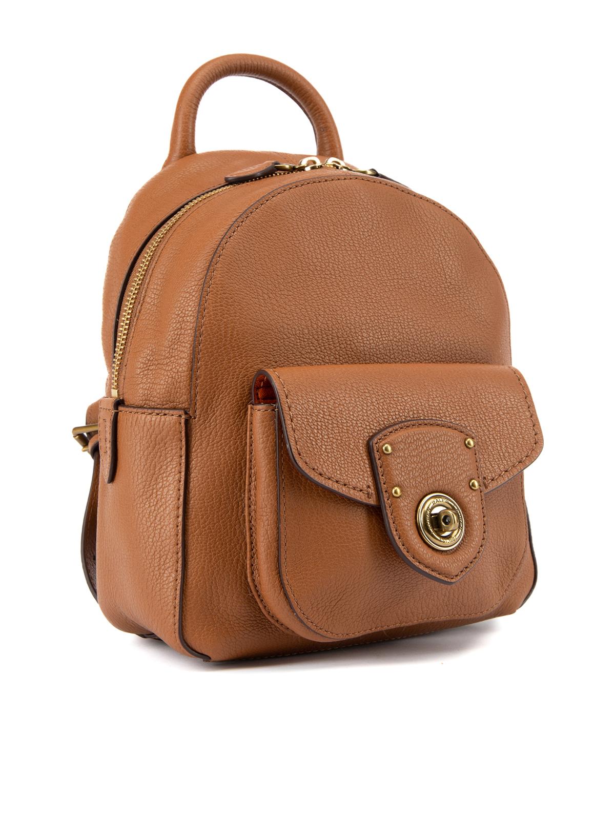 CONDITION is Very good. Hardly any visible wear to bag is evident. There is some creasing to the bag from us on this used Ralph Lauren designer resale item. This item comes with the original dust bag. Details Brown Leather Mini backpack 1x Top