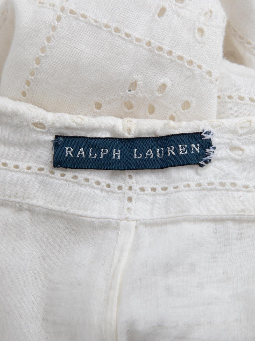 Pre-Loved Ralph Lauren Women's Cream Lace Block Cropped Trousers In Excellent Condition For Sale In London, GB