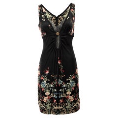 Pre-Loved Roberto Cavalli Women's Black Floral Print Midi Night Gown