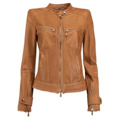 Pre-Loved Roberto Cavalli Women's Brown Perforated Leather Jacket
