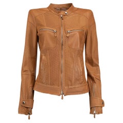Pre-Loved Roberto Cavalli Damen''s Braune perforierte Lederjacke