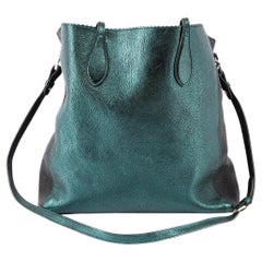 Pre-Loved Rochas Women's Green Metallic Tote Bag