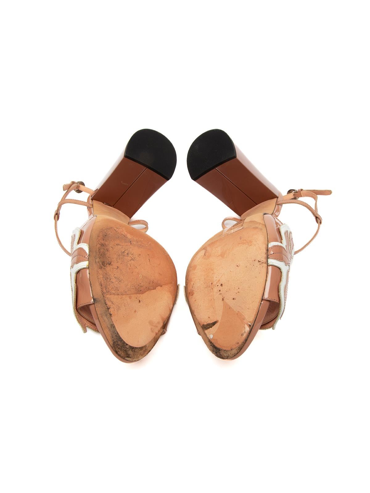 Pre-Loved Rochas Women's Patent Leather Block Heels Shoes 1