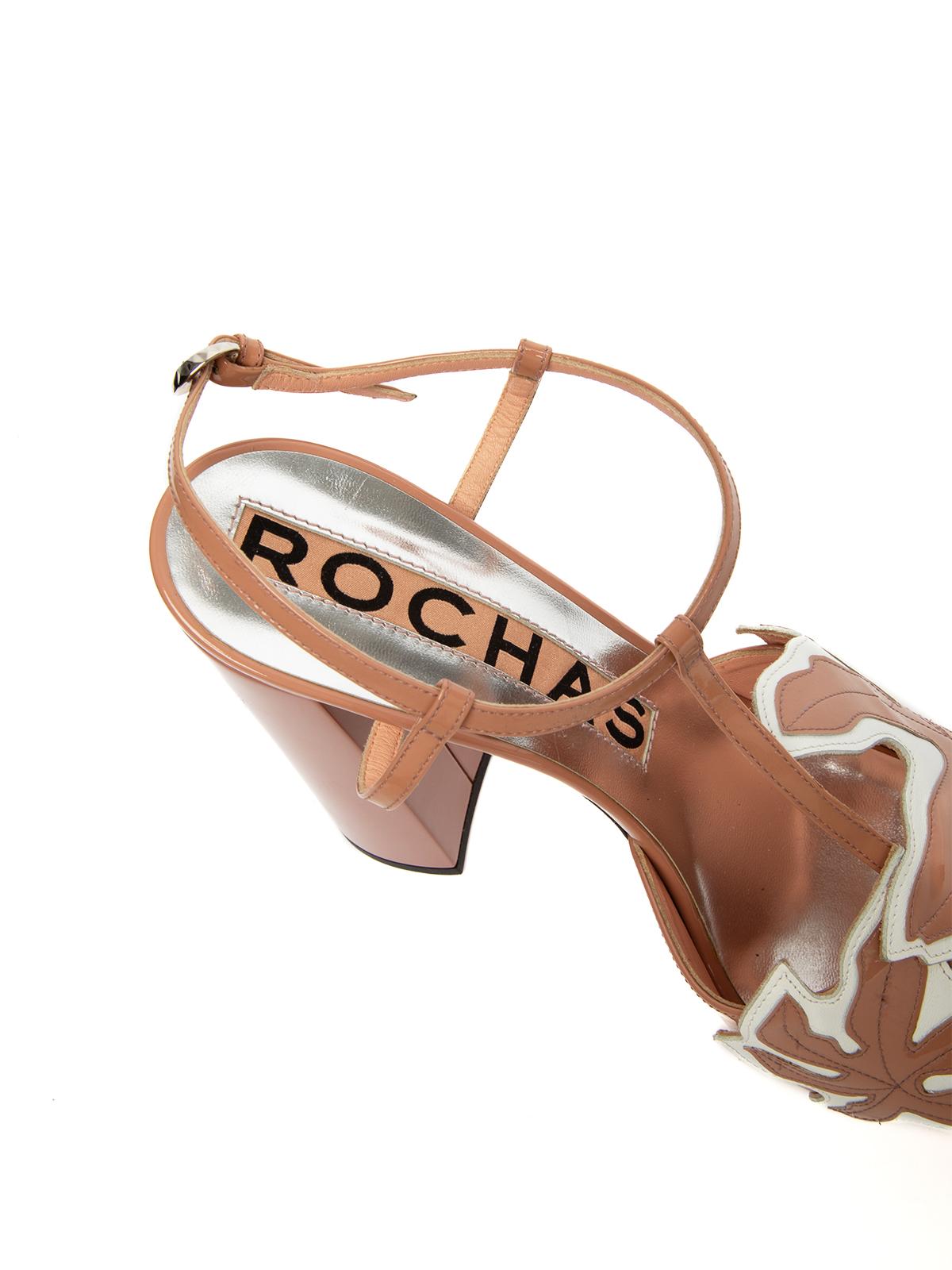 Pre-Loved Rochas Women's Patent Leather Block Heels Shoes 2
