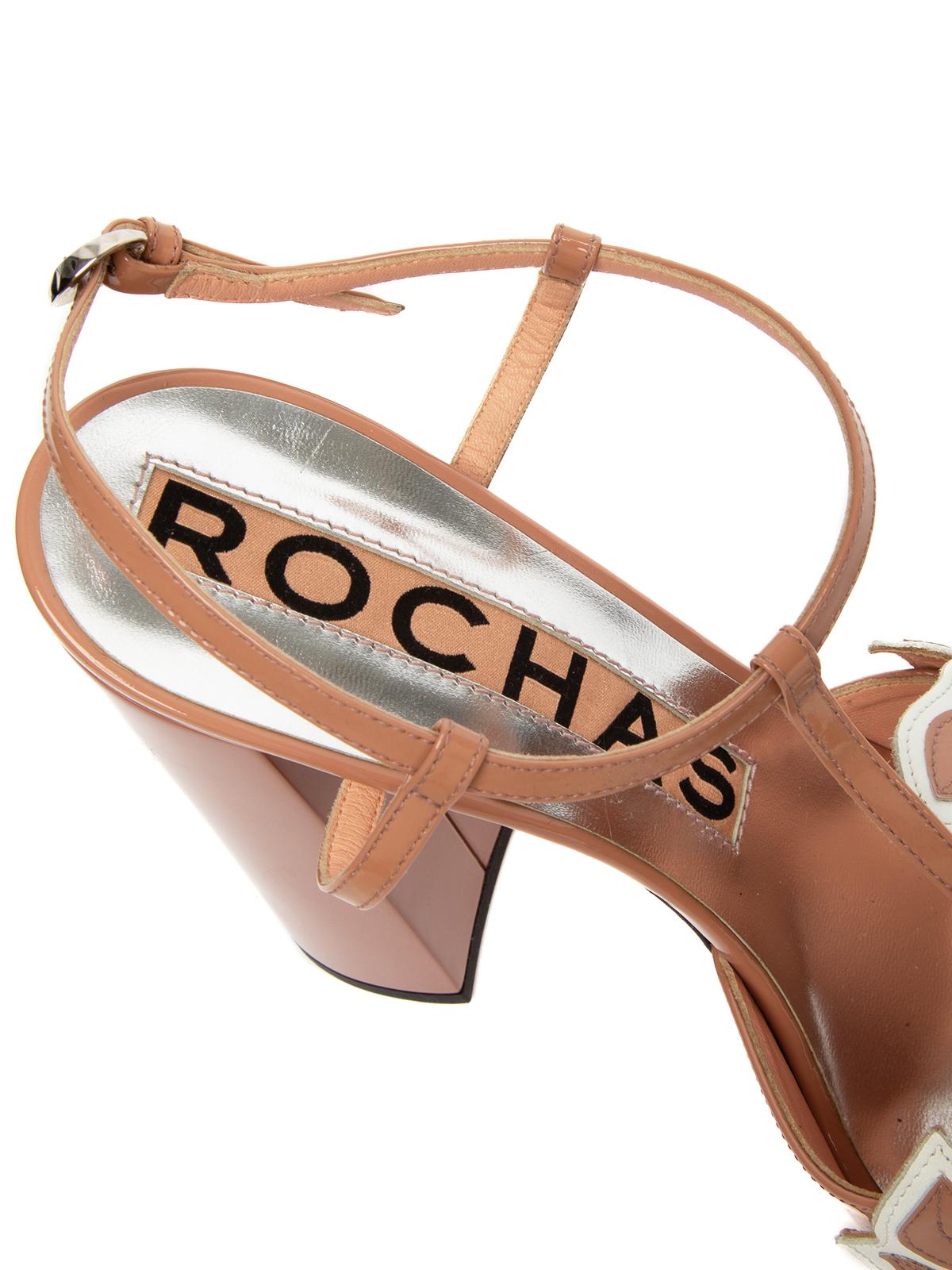 Pre-Loved Rochas Women's Patent Leather Block Heels Shoes 3