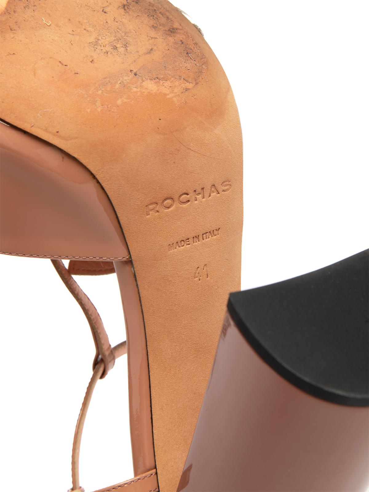 Pre-Loved Rochas Women's Patent Leather Block Heels Shoes 4