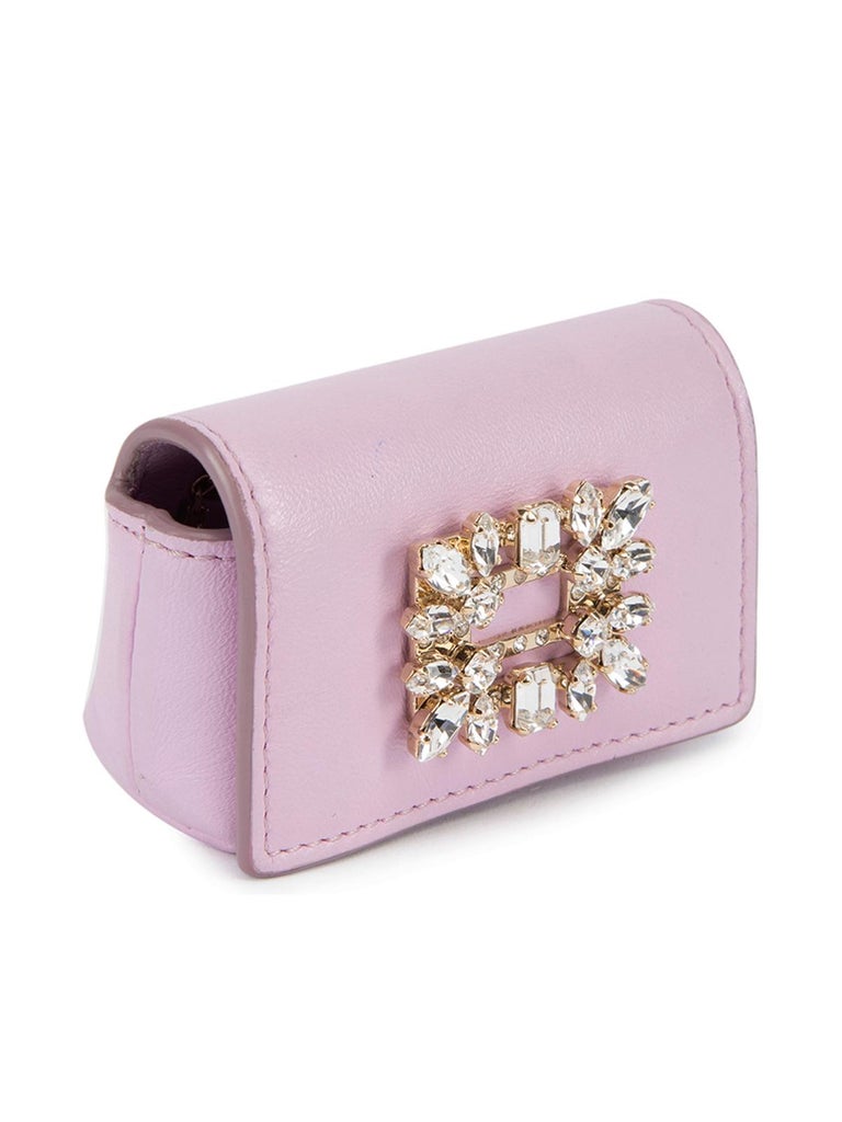 Pre-Loved Roger Vivier Women's Pink Broche Vivier Buckle Mini Pouch Bag  Keyring For Sale at 1stDibs