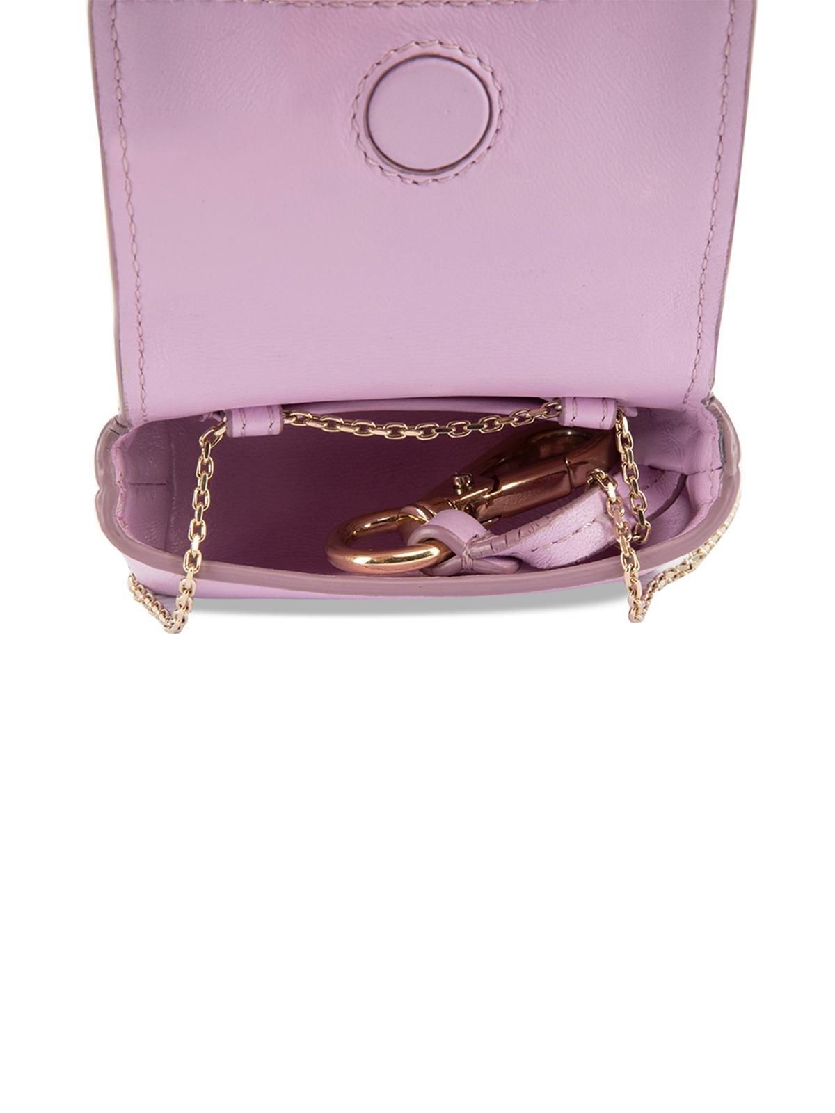 Pre-Loved Roger Vivier Women's Pink Broche Vivier Buckle Mini Pouch Bag Keyring For Sale 1
