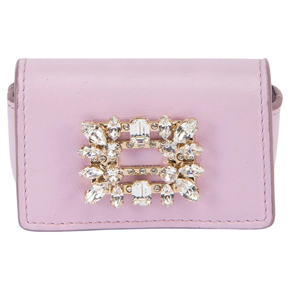 Pre-Loved Roger Vivier Women's Pink Broche Vivier Buckle Mini Pouch Bag Keyring