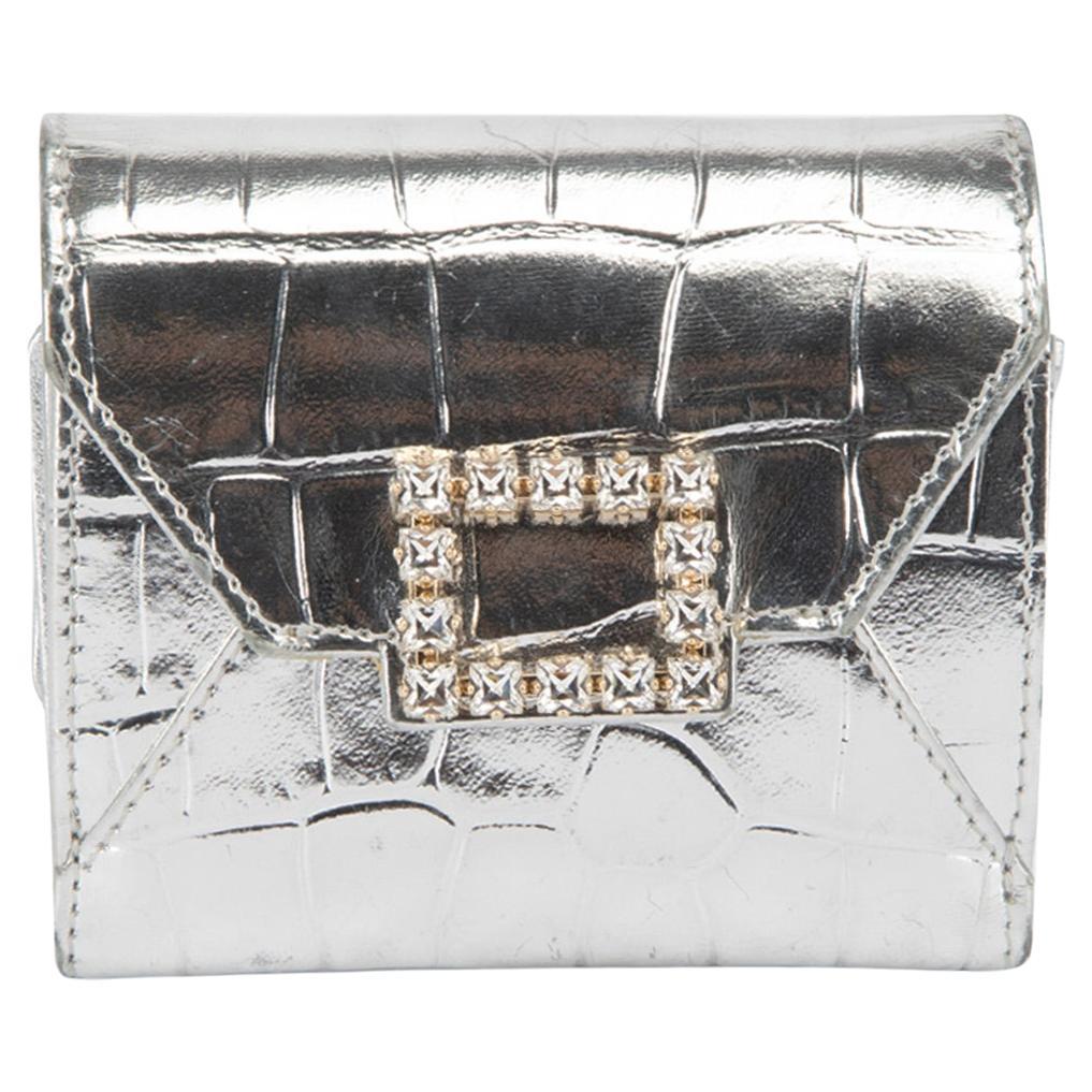 Pre-Loved Roger Vivier Women's Silver Très Vivier Strass Buckle Mini Wallet  For Sale at 1stDibs