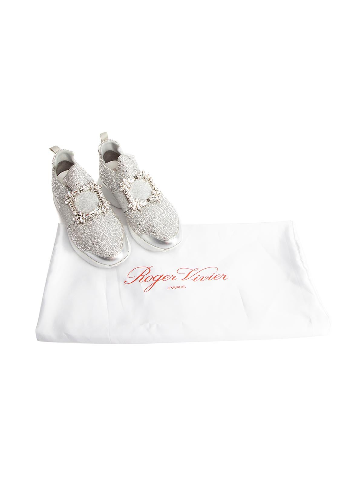 Pre-Loved Roger Vivier Women's Viv Run Neoprene Diamante Embellished Sneakers 3