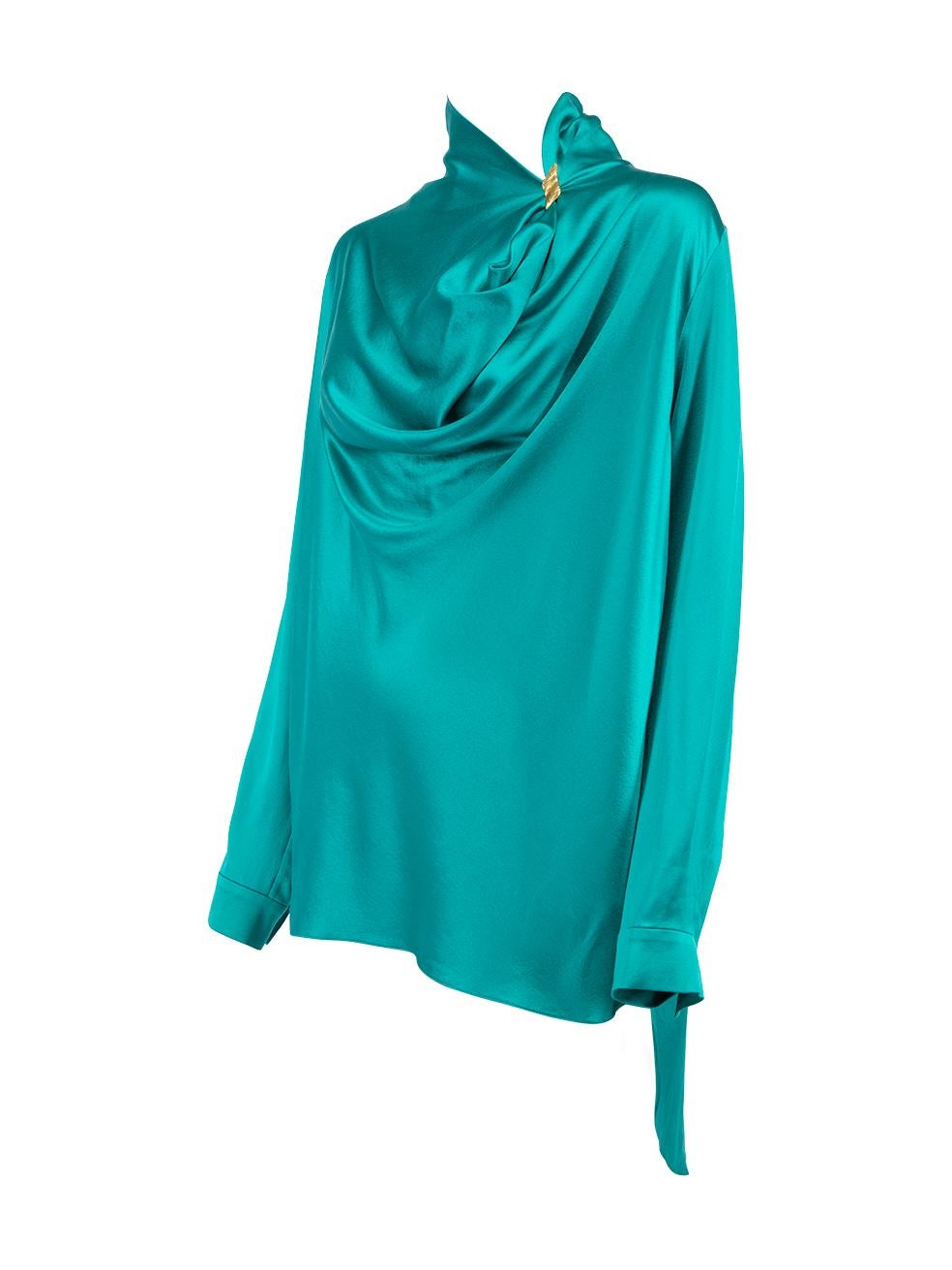 Pre-Loved Roksanda Women's Teal Silk Ruched Detail Flowy Blouse In Excellent Condition In London, GB