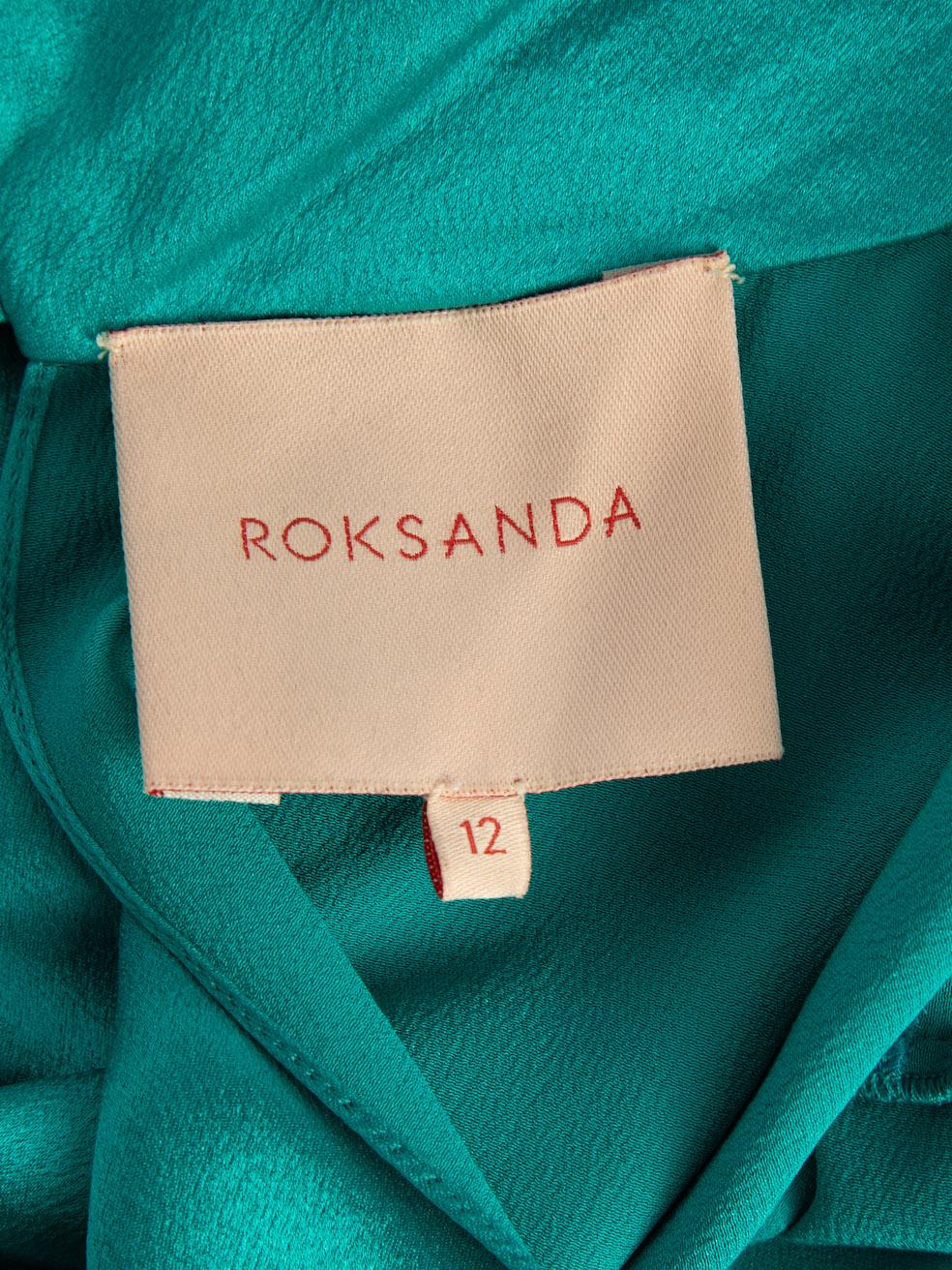 Pre-Loved Roksanda Women's Teal Silk Ruched Detail Flowy Blouse 1
