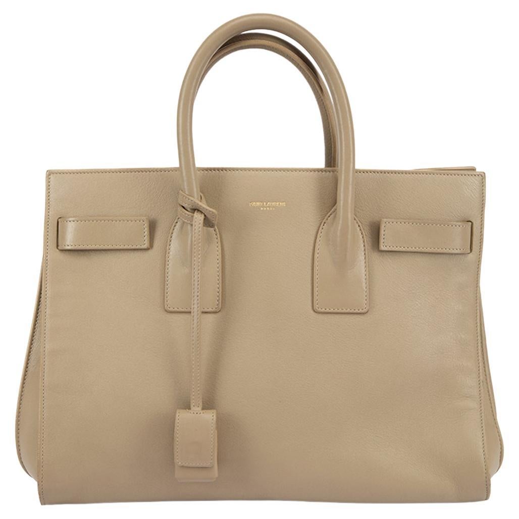 Pre-Loved Saint Laurent Women
s Beige Smooth Leather Baby Sac De Jour Tote Bag