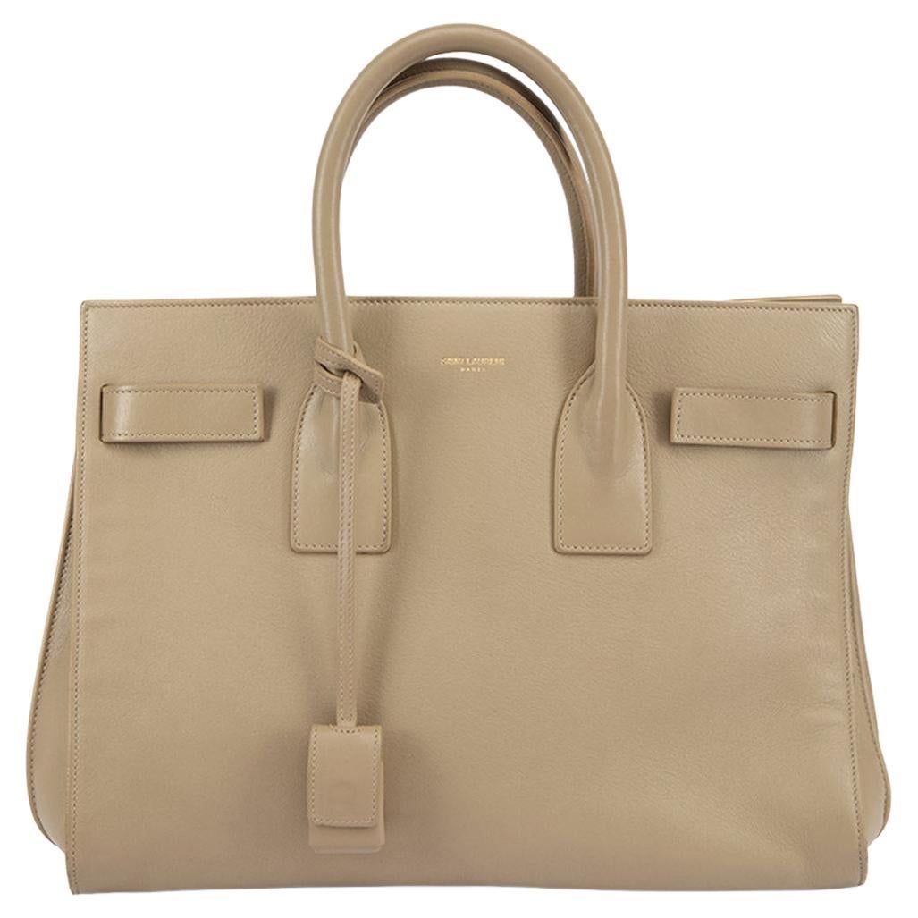 Pre-Loved Saint Laurent Women
s Beige Smooth Leather Baby Sac De Jour Tote Bag