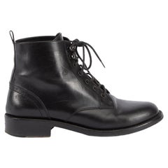 Pre-Loved Saint Laurent Women's Black Leather Lace Up Ankle Boots