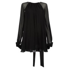 Pre-Loved Saint Laurent Women's Black Sheer Drape Ribbon Blouse