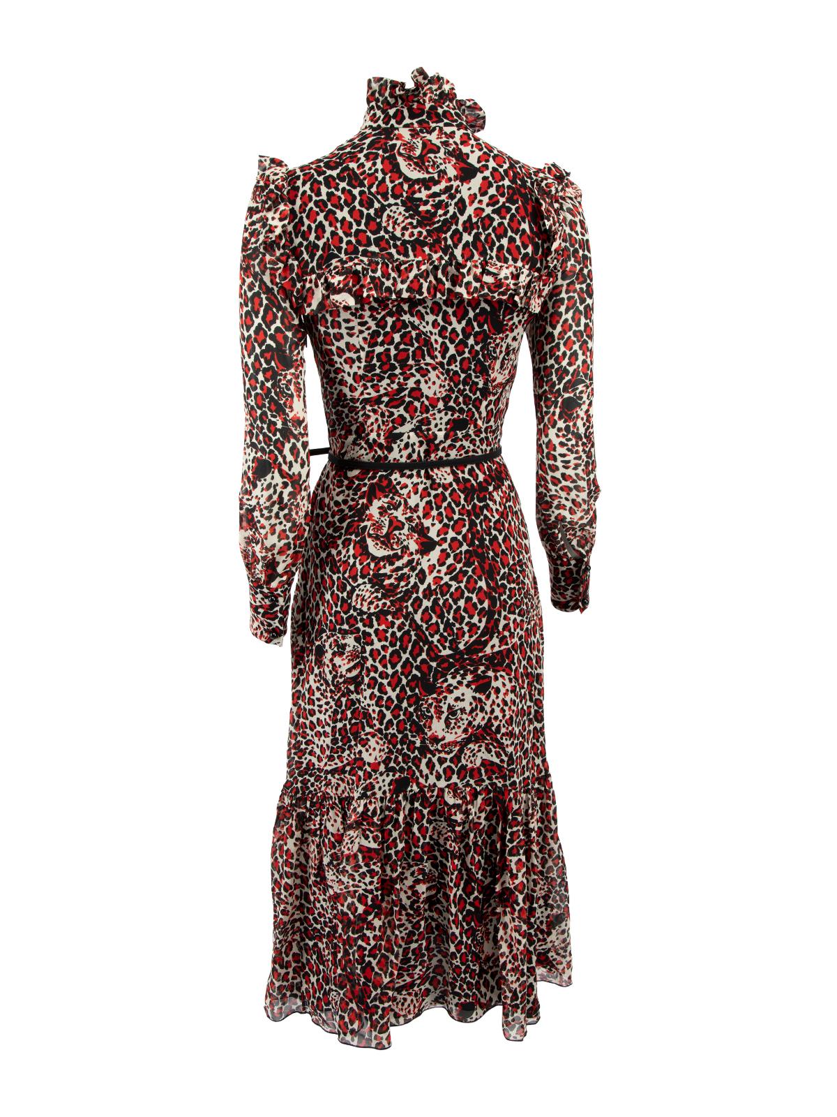 Pre-Loved Saint Laurent Women's Patterned Maxi Dress with Belt In Excellent Condition In London, GB