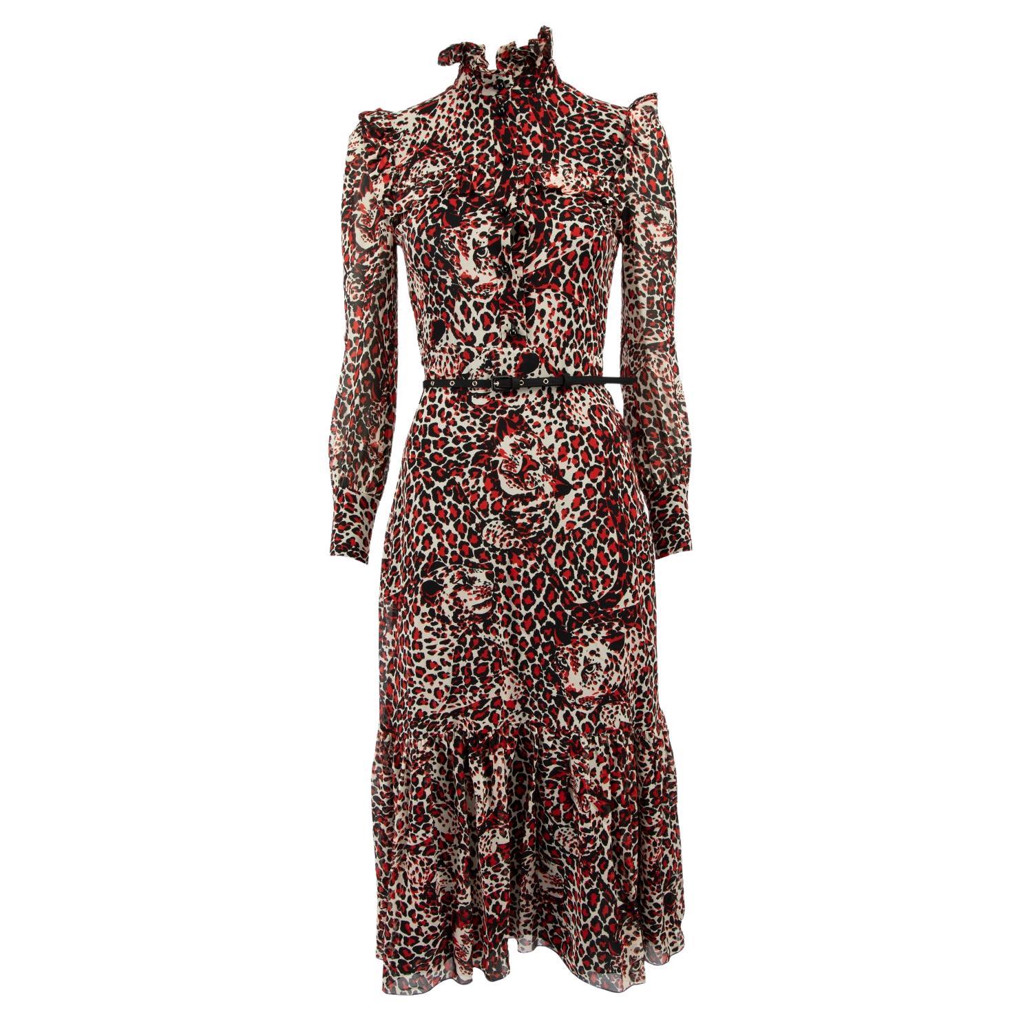 Pre-Loved Saint Laurent Women's Patterned Maxi Dress with Belt