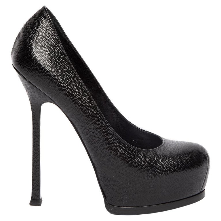 Pre-Loved Saint Laurent Women's Platform Leather Heels For Sale at 1stDibs