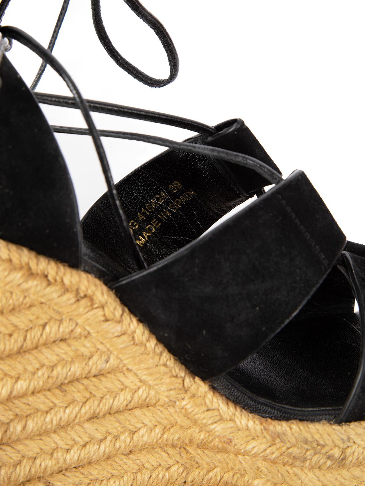 Pré-aimé Saint Laurent Femmes Saint Laurent Noir Espadrille Suede Wedges Excellent état - En vente à London, GB
