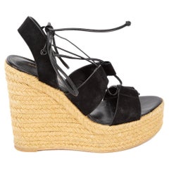 Pré-aimé Saint Laurent Femmes Saint Laurent Noir Espadrille Suede Wedges