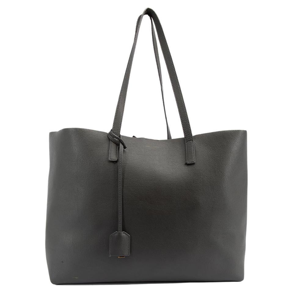Pre-Loved Saint Laurent Women's Storm Grey East West Leather Shopping Tote Bag