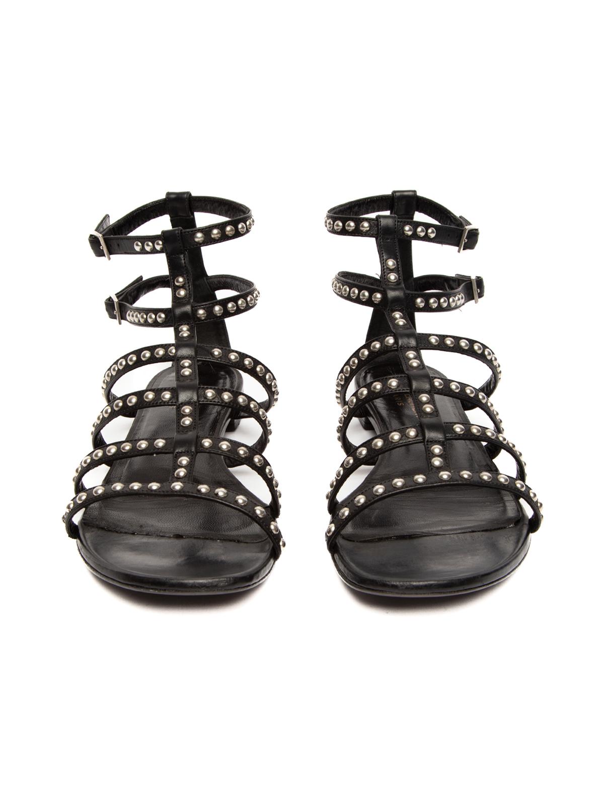 Black Pre-Loved Saint Laurent Women's Studded Strappy Sandals