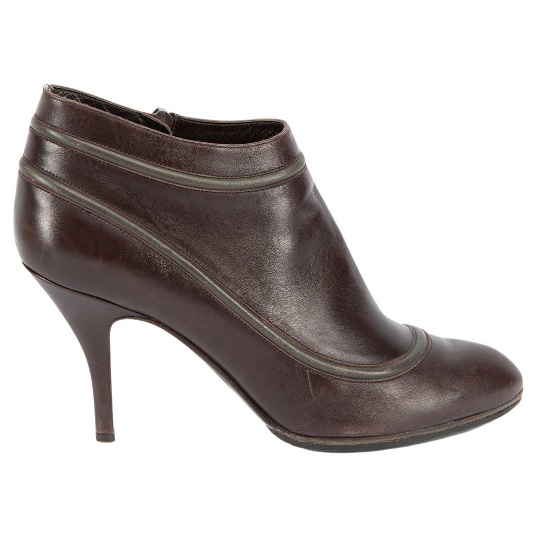 Pre-Loved Salvatore Ferragamo Women's Brown Leather Pointed Toe Booties For Sale