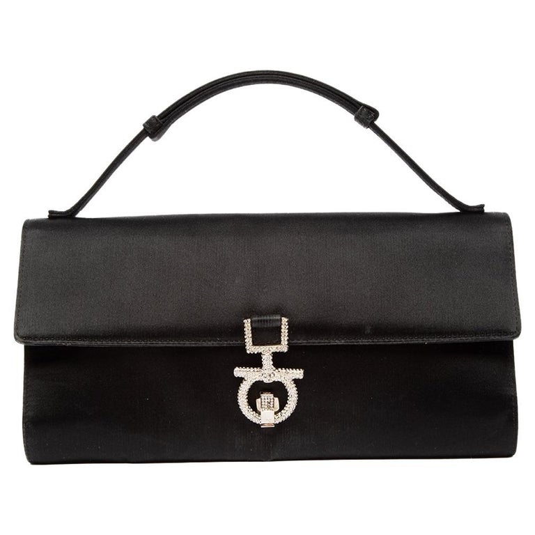 Pre-Loved Salvatore Ferragamo Women's Small Satin Diamante Clasp Clutch Bag  For Sale at 1stDibs
