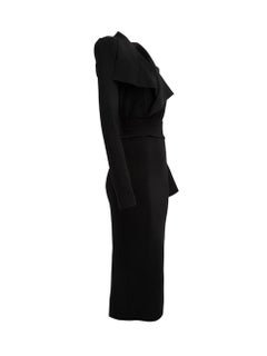 Pre-Loved Scanlan Theodore Women's Black Folded Waistband Wrap Dress