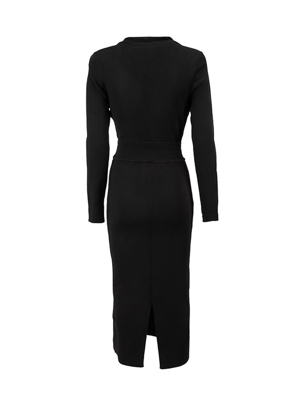 Pre-Loved Scanlan Theodore Women's Black Folded Waistband Wrap Dress In Excellent Condition In London, GB