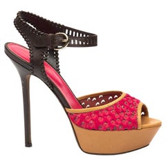 Pré-aimé Sergio Rossi Chaussures à talons compensées en cuir multicolore avec découpes