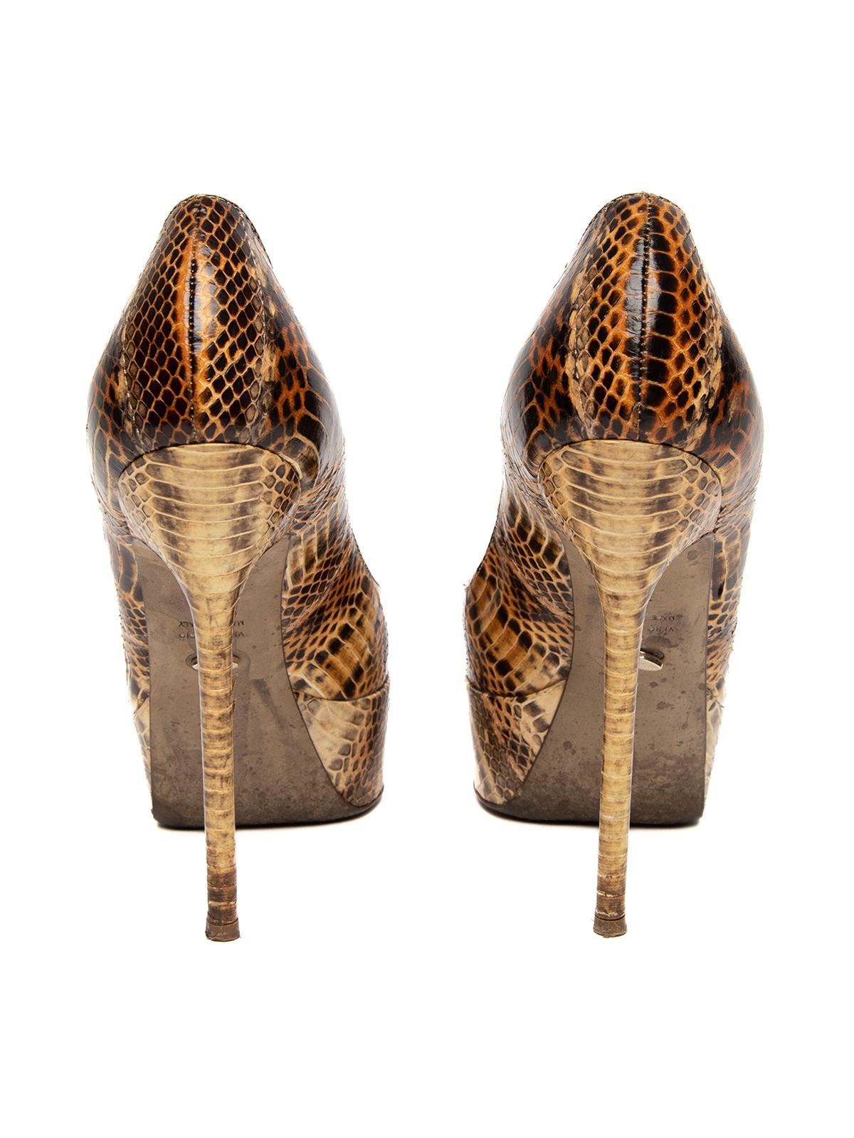 Pre-Loved Sergio Rossi Women's Snakeskin Leather Heels In Fair Condition In London, GB