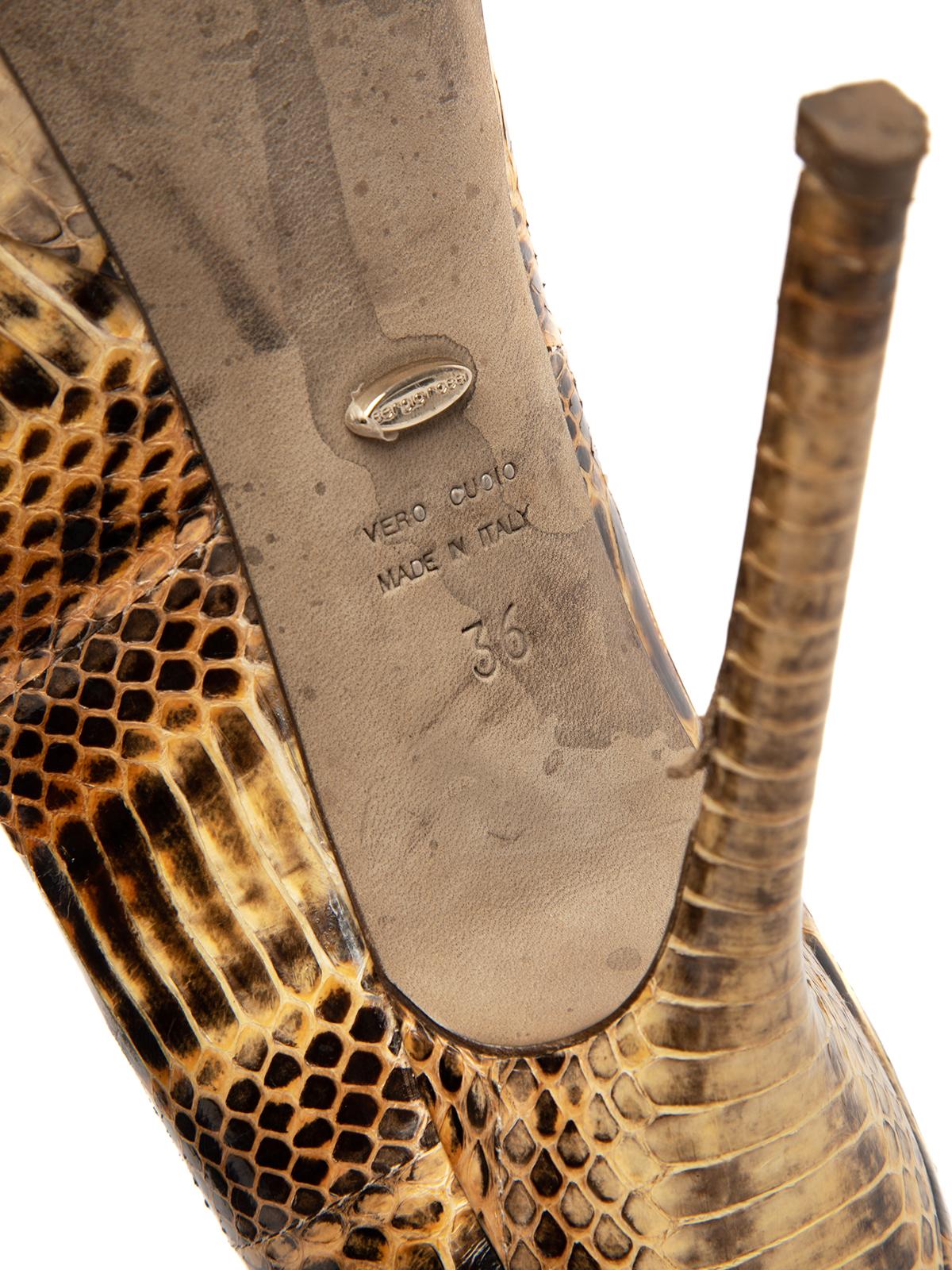 Pre-Loved Sergio Rossi Women's Snakeskin Leather Heels 2