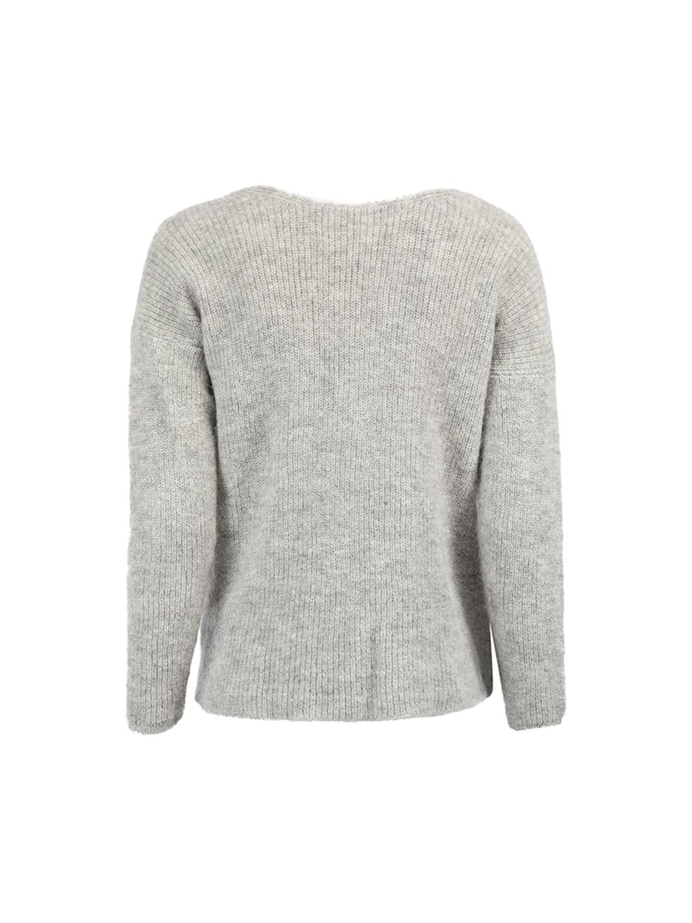 Pre-Loved Sézane Women's Grey Wool Wrap Around Knit Jumper In Excellent Condition In London, GB