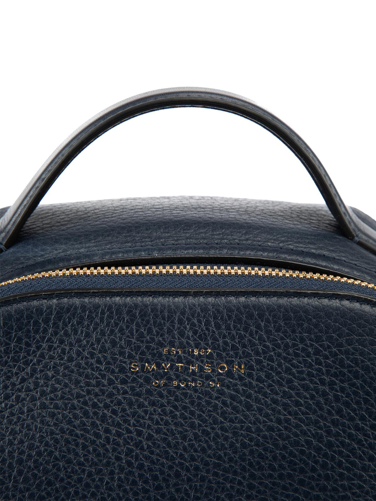 Pre-Loved Smythson Women's Navy Blue Burlington Leather Backpack In Excellent Condition In London, GB