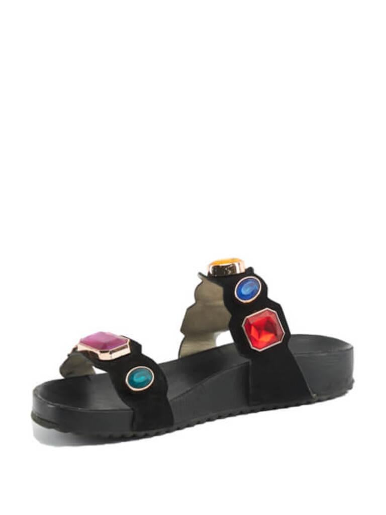 Designer Fit: Sandals by Sophia Webster typically run a half size small. Details Fabric: Suede & Leather Made in Brazil Condition Fair. Evident scratches all over shoe. Pre-Loved Sophia Webster Women's Black Suede & Leather \'Becky\' Gem Nautical