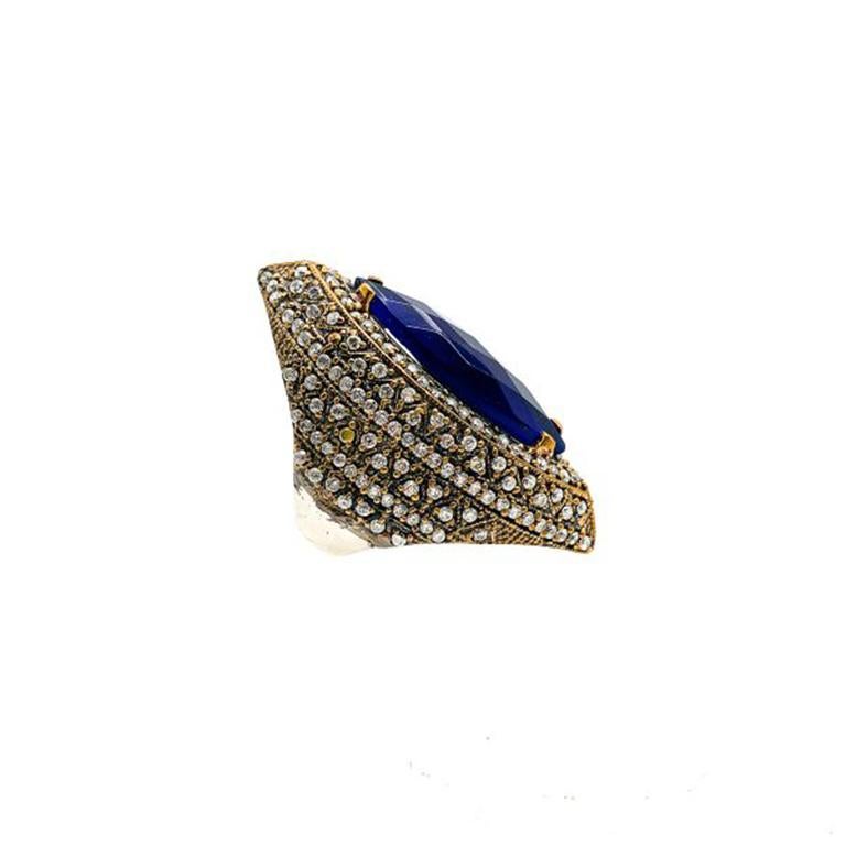 Pre-loved Statement Marquise Glass Cocktail Ring In Good Condition In Wilmslow, GB