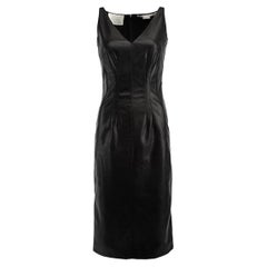 Pre-Loved Stella McCartney Women's Black Faux Leather Front Panel V-Neck Dress
