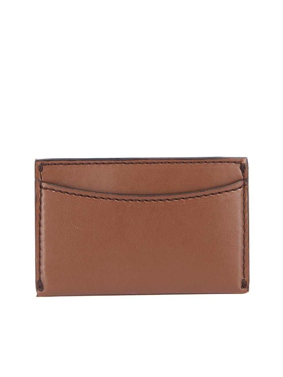 Pre-Loved Stella McCartney Women's Brown Leather Star Detail Card Holder In Excellent Condition In London, GB